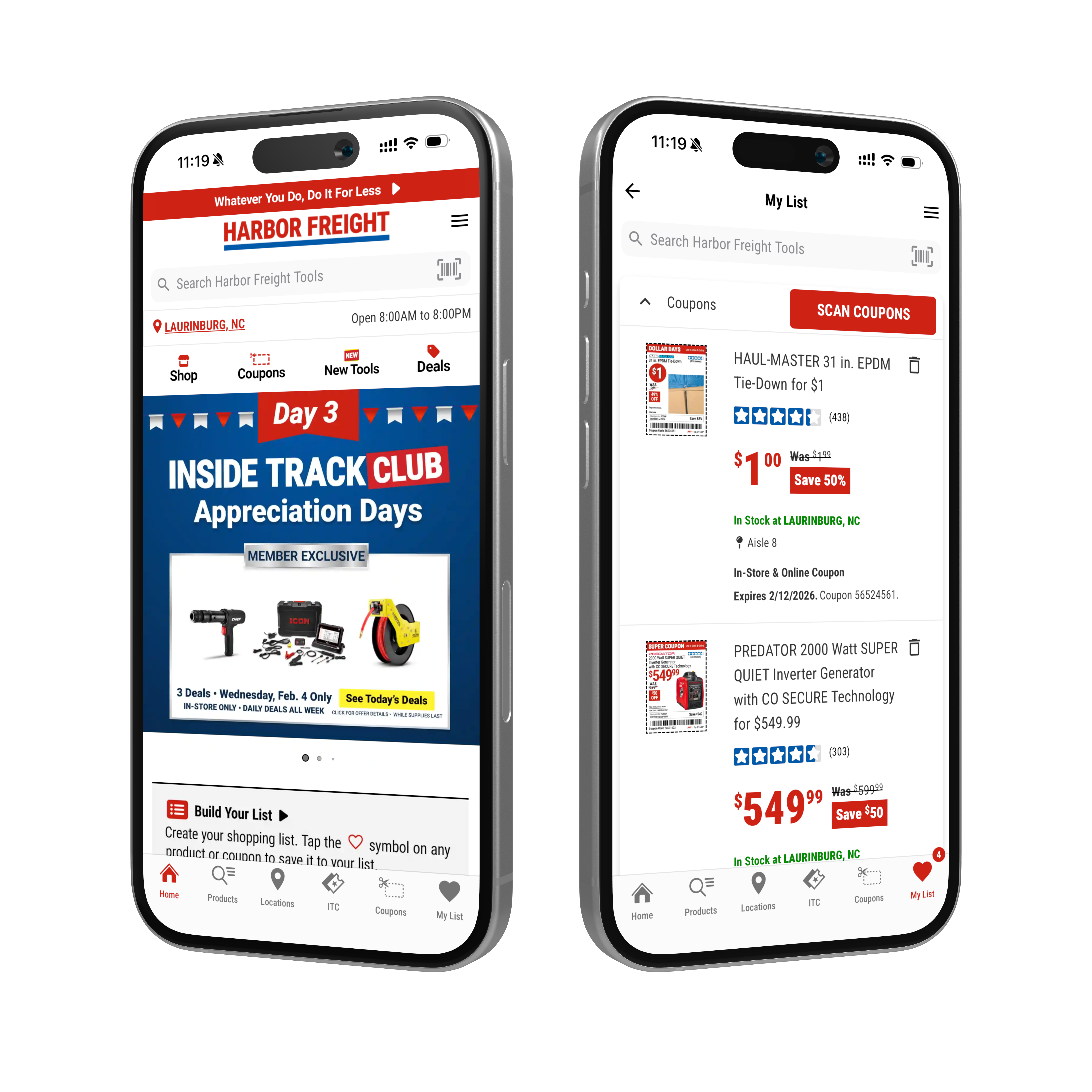 Mockup Harbor Freight Tools App