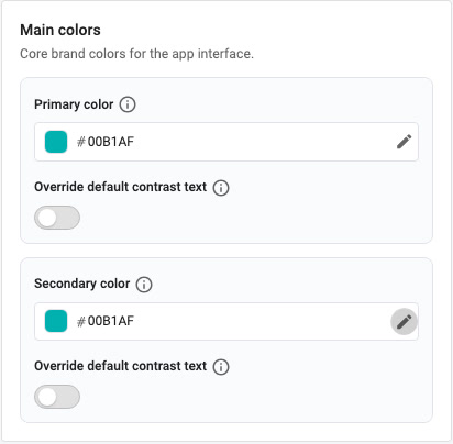 Main colors in the Shopgate Admin