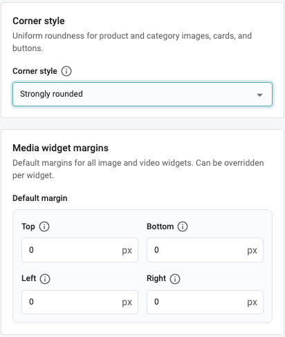 Corner style and spacing in the Shopgate Admin