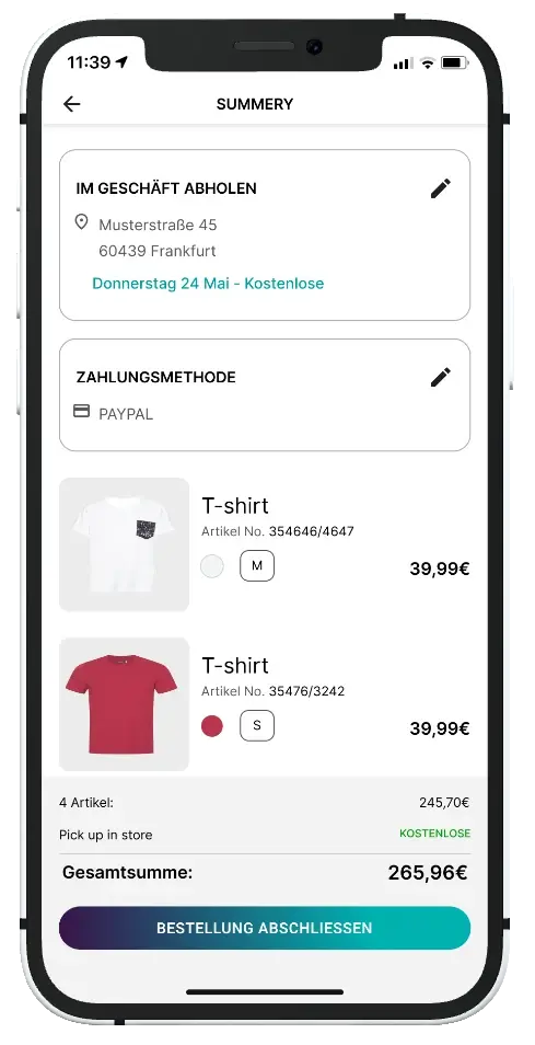 Checkout with pickup in store